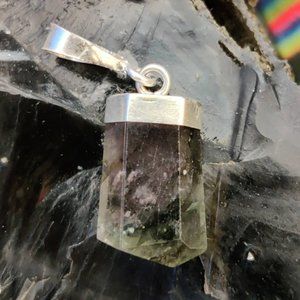 RARE Watermelon Tourmaline Rubellite gemstone silver shard pendant necklace #033